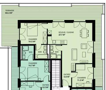 3.5 pièces neuf attique avec une terrasse de 60m2 - Photo 6