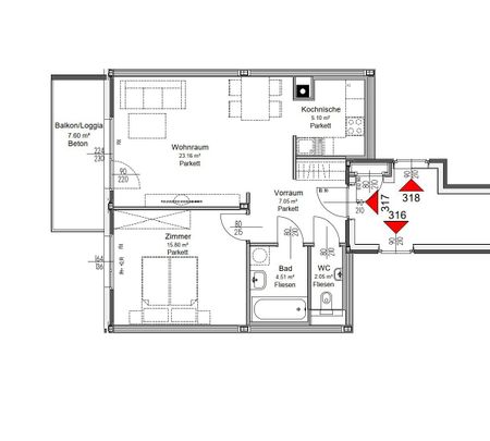 NEUE KÜCHE: Großzügige 2 Zimmer Wohnung mit Balkon in 1210 Wien - Foto 5