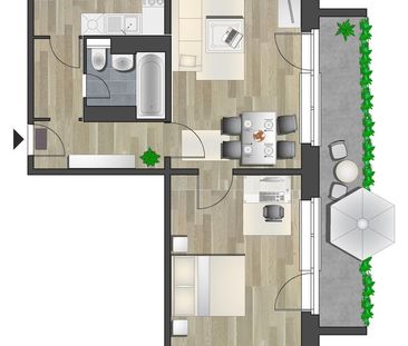 Direkt im Zentrum gelegene 2-Raum-Wohnung mit Balkon - Foto 4