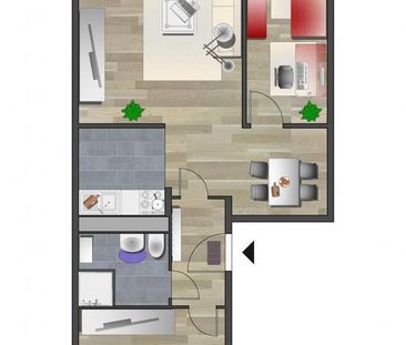 3-Raum-Wohnung mit offenem Wohn-/Essbereich und Balkon - Foto 1