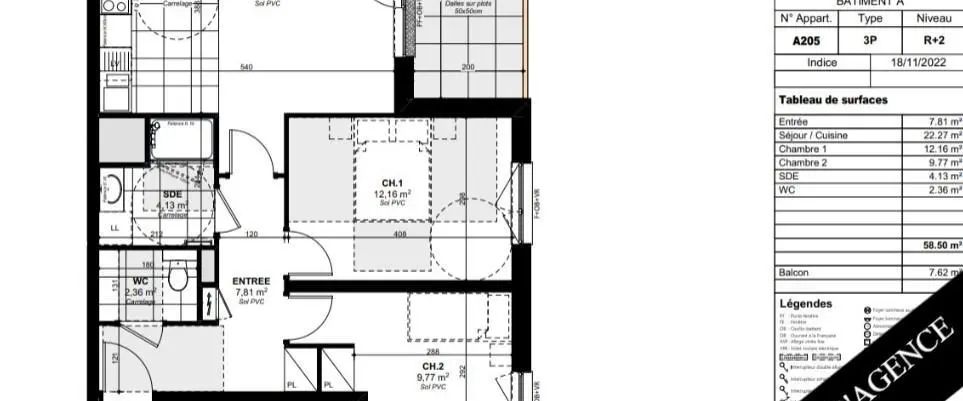 Appartement à louer 3 pièces 58.5m² - Photo 1