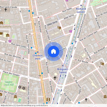 Rue du Chemin vert entre Rue Popincourt et Rue Mouffle 75011 Paris (11e arrondissement)