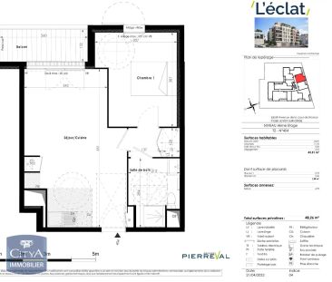 Appartement à louer 2 pièces 43.51m² - Photo 3