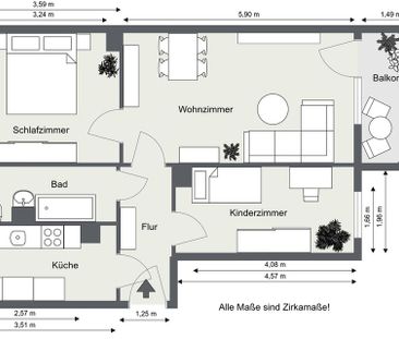 Sanierte 3-Raum-Wohnung mit Badewanne und Balkon im schönen Stadtte... - Foto 1