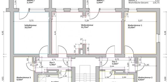 5-Raum-Wohnung mit zwei Balkonen - Foto 2