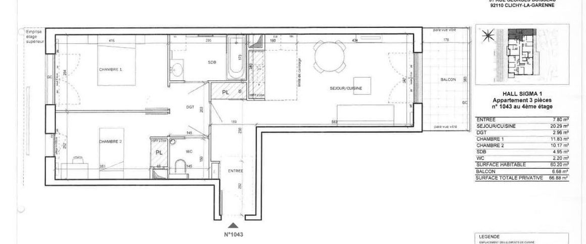location Appartement T3 DE 60.95m² À CLICHY - Photo 1