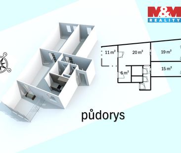 Pronájem bytu 3+kk 60 m², Rubešova 61, Kolín - Fotografie 3