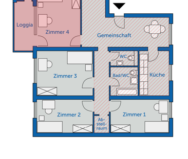 WG-Zimmer mit eigener Loggia - Photo 5