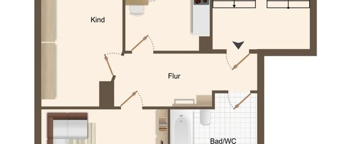 Helle 2-Zimmer-Wohnung in Chemnitz mit Einbauküche, Balkon, Badewanne, Abstellraum und Keller - Foto 1