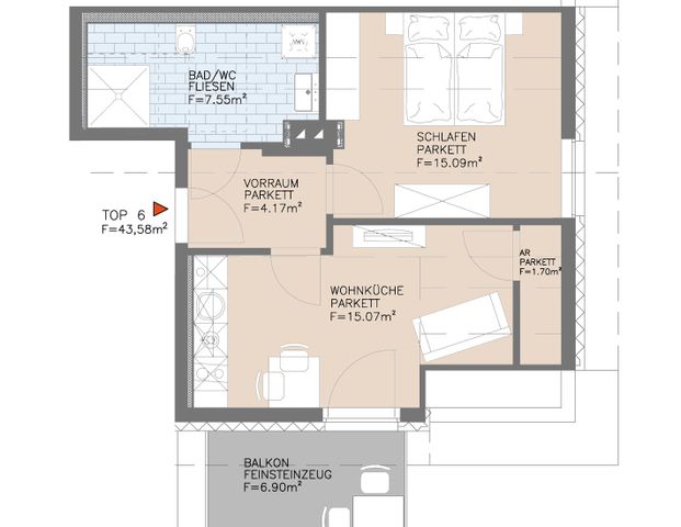 Moderne 2-Zimmer-Wohnung mit Balkon im 2. Stock - Foto 1