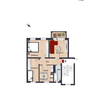 Schöne 3-Zimmer-Wohnung mit Balkon // 2.OG links - Photo 1