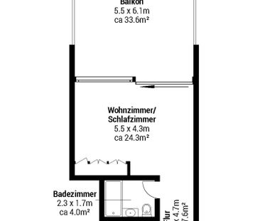 1.5 Zimmer, 43 m², 2. Stock - Photo 3