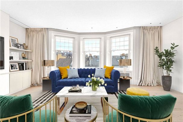 A magnificent top floor (third floor with lift) four bedroom, three bathroom flat presented in immaculate order with a modern kitchen and bath/shower rooms. Thanks to the unobstructed views and period features the principal reception rooms east-facing and offer plenty of nat - Photo 1