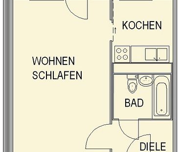 1-Raum-Wohnung mit separater Kochnische - Photo 1