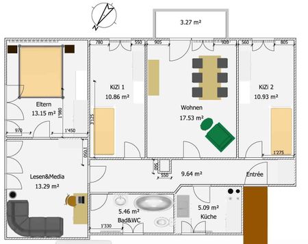 4.5 Zimmer, 86 m², 2. Stock - Foto 2