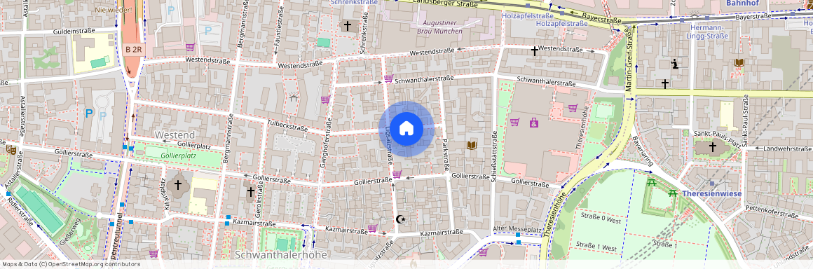 Tulbeckstraße, 80339 München Schwanthalerhöhe ca. 2, 9 km west of Munich-center