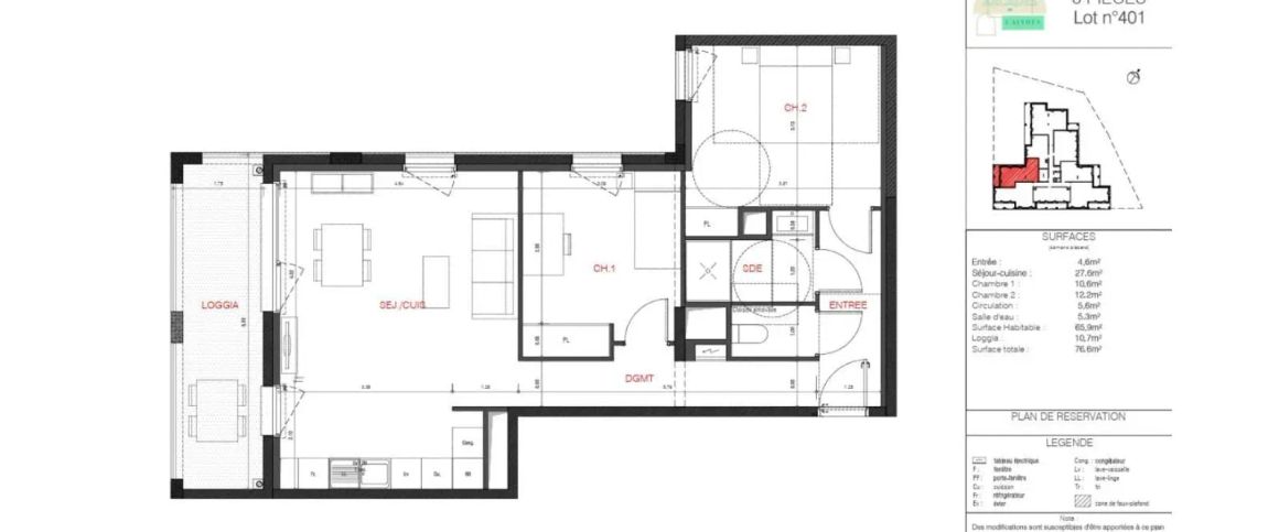 Appartement à louer 3 pièces 65.9m² - Photo 1