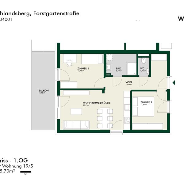Erstbezug - 3-Zimmer-Wohnung im Obergeschoss mit Balkon - Photo 1