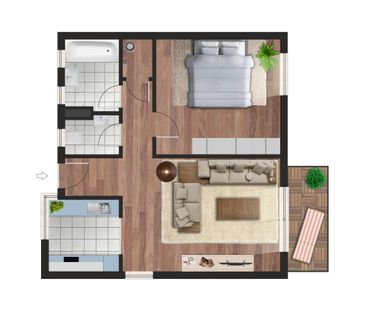 2-Raum-Wohnung mit 48,6 m², Balkon, sep. WC, Wanne, Lift, ruhige Lage. - Photo 1