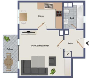 1,5‑Zimmer‑Wohnung EG mit Balkon zu vermieten - Photo 6