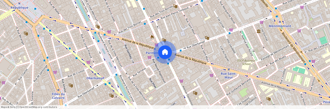 Rue Oberkampf et Avenue Parmentier 75011 Paris (11e arrondissement)