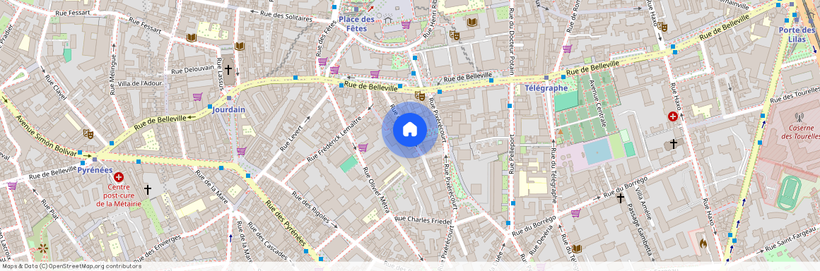 Rue de Belleville et Rue du Soleil et Rue Pixérécourt 75020 Paris (20e arrondissement)