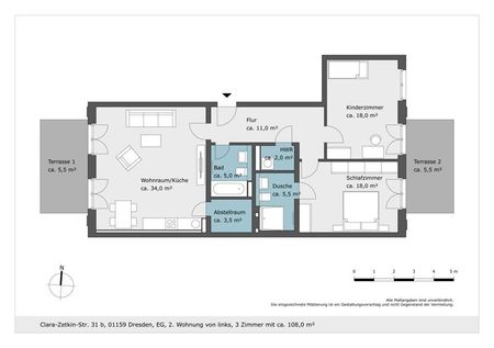 Neubau! 3-Raumwohnung mit zwei Terrassen! - Photo 5