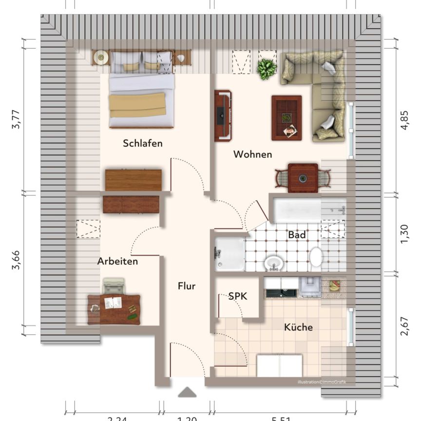 Gemütliche 3-Zimmer-Dachgeschoss-Wohnung in zentraler Lage! - Photo 1