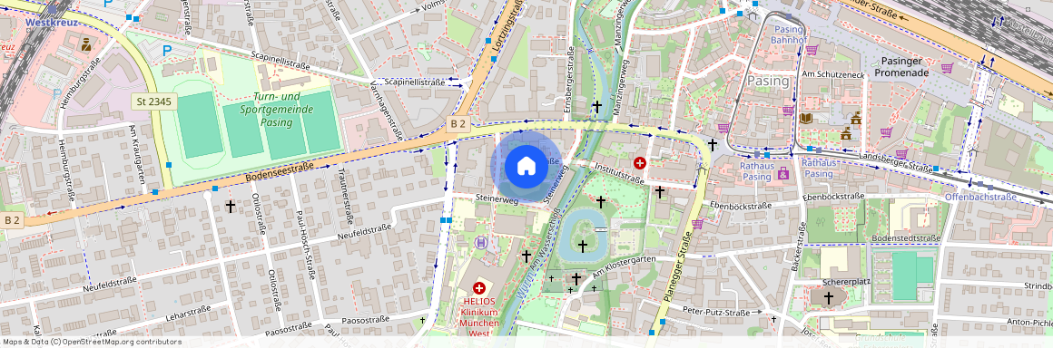 Institutstraße, 81241 München Pasing ca. 9, 3 km west of Munich-center