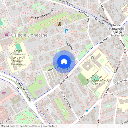 ul. Powstańców Warszawy, Osiedle Słoneczne, Centrum, Zielona Góra, lubuskie