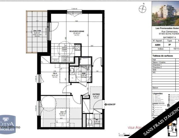 Appartement à louer 3 pièces 60.19m² - Photo 1