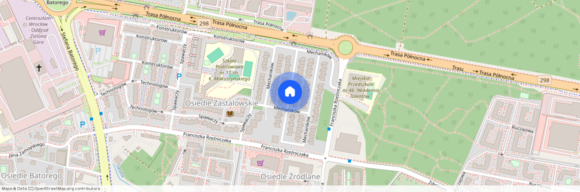 ul. Mechaników, Osiedle Zastalowskie, Centrum, Zielona Góra, lubuskie