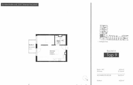 Sonnige Wohnung mit Sonnenbalkon, inkl. Küche- Nähe Badner Bahn und Bhf. Mödling - Photo 3
