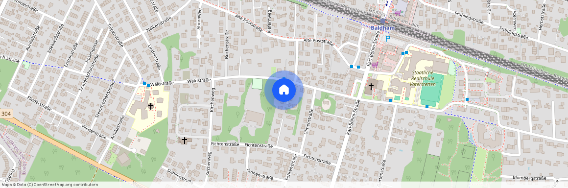 Waldstraße, 85598 Vaterstetten ca. 15, 4 km east of Munich-center