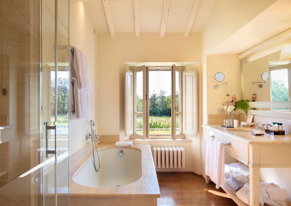 Villa Casetta encircled by Merlot vineyards