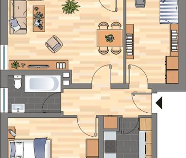 Moderne 3-Zimmer-Wohnung mit neuem Laminatboden und Wannenbad! - Photo 1