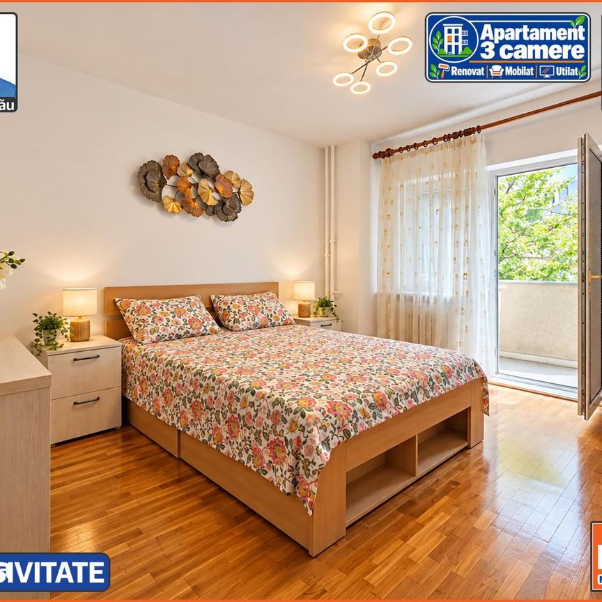 Apartament 3 cam, 2 bai, 3 balc | Renovat, Mobilat | Tribunal - Nerva - Photo 1