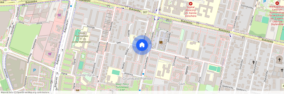 ul. Jesienna, os. ks. Jerzego Popiełuszki, Grunwald, Poznań, wielkopolskie