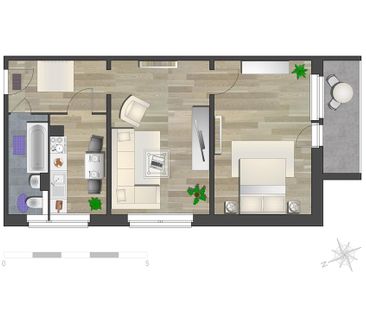 2-Raum-Wohnung mit Balkon unweit vom Stadtzentrum entfernt - Foto 5