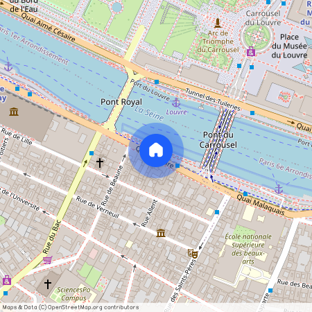 Quai Voltaire entre rue de Beaune et rue des Saint-Pères 75007 Paris (7e arrondissement)