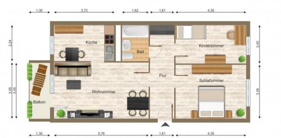 Wohnung, 3 Zimmer (69,07 m²) - Photo 2