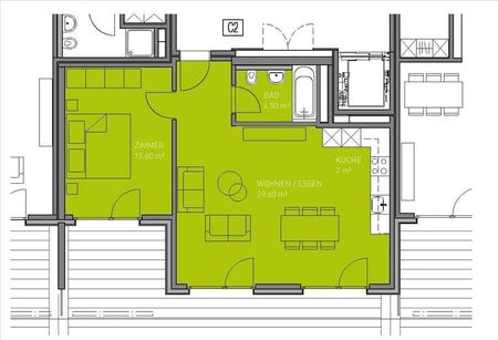 2.5 Zimmer, 57 m², 1. Stock - Photo 2