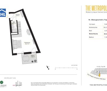 Sonnwendviertel: 1-Zimmer-Wohnung mit Balkon im 14. OG – Fitnessrau... - Foto 4