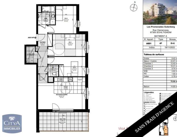 Appartement à louer 4 pièces 75.06m² - Photo 1