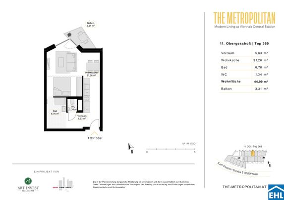 THE METROPOLITAN - Modern Living im belebten Sonnwendviertel! Singlewohnung mit Ausblick! - Foto 1