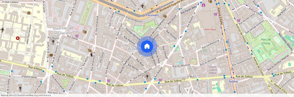 Rue de la Butte aux Cailles et Rue Barrault 75013 Paris (13e arrondissement)