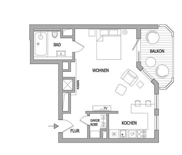 1 Zimmer, 45 m² - Foto 4