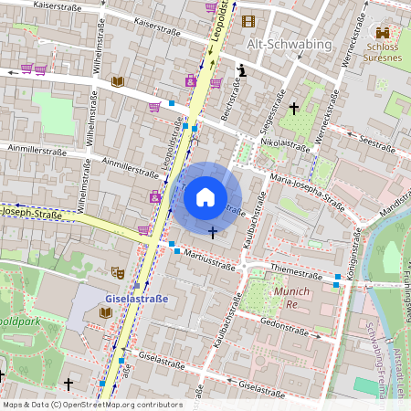 Trautenwolfstraße, 80802 München Schwabing ca. 2, 1 km north of Munich-center