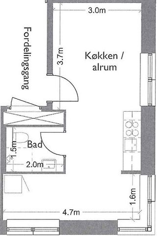 1-værelses studiebolig (Type M) - Foto 2