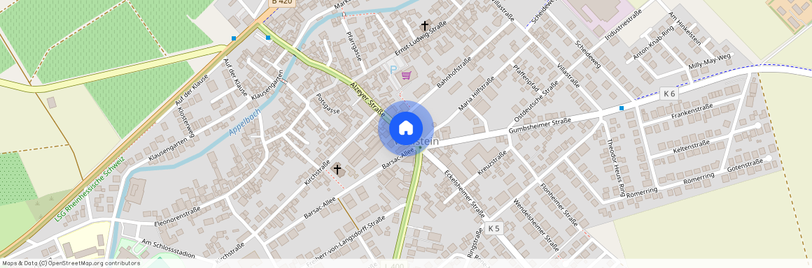 55597, Wöllstein Angrenzende Ortschaften